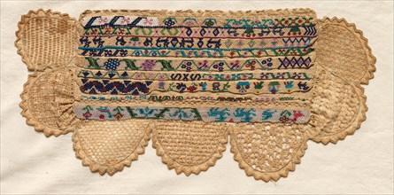 Sampler Fragment, 1800s. Mexico, 19th century. Embroidery; average: 12.7 x 28.5 cm (5 x 11 1/4 in.)
