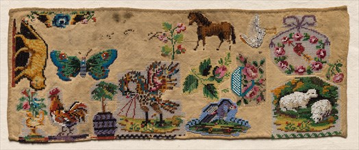 Sampler Fragment, 1800s. Mexico, 19th century. Embroidery; average: 12.4 x 30.8 cm (4 7/8 x 12 1/8