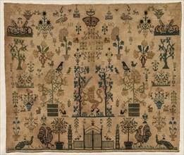 Sampler Fragment, 1813. Netherlands, early 19th century. Embroidery; silk on linen; overall: 38.5 x