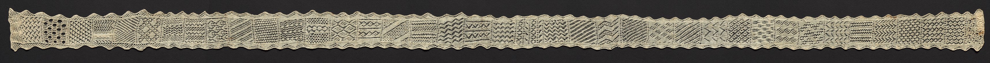 Knitted Lace Sampler, 19th century. Italy, Sienna, 19th century. Knitted linen; average: 163.9 x 6