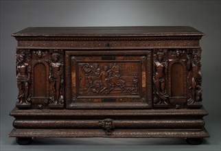 Chest, 1550-1599. France, Normandy, 16th century. Oak; overall: 96.5 x 165.1 x 71.8 cm (38 x 65 x