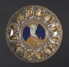 Bowl: Bust of Paul, c. 1535. Italy, 16th century. Tin-glazed earthenware with gold and red lustre