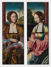Saint Catherine and Saint Barbara (pair), c. 1520. Master of the Holy Blood (Netherlandish).