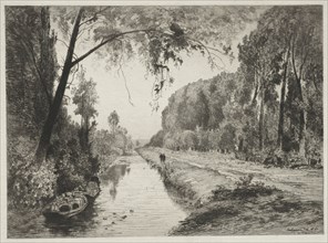 Canal at Pont Sainte-Maxence, c. 1878. Maxime Lalanne (French, 1827-1886). Etching on chine collé