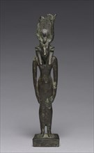 Statuette of Hathor, 664-30 BC. Egypt, Late Period, Dynasty 26 or later. Bronze, solid cast;