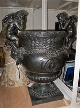 Urn with Putti, 1700s. France, 18th century. Bronze; overall: 88.9 x 73.7 x 52.1 cm (35 x 29 x 20