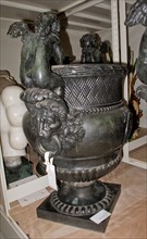 Urn with Putti, 1700s. France, 18th century. Bronze; overall: 88.9 x 73.7 x 52.1 cm (35 x 29 x 20