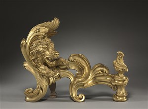 Pair of Andirons (Chenets), 1752. Jacques Caffieri (French, 1678-1755). Gilt bronze; overall: 44.2