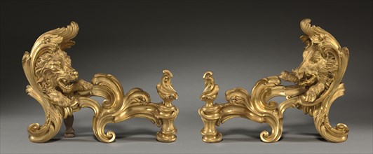 Pair of Andirons (Chenets), 1752. Jacques Caffieri (French, 1678-1755). Gilt bronze; overall: 44.2