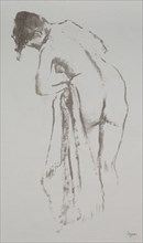Nude Woman with Towel, Standing, 1891-92. Edgar Degas (French, 1834-1917). Lithograph; sheet: 37 x