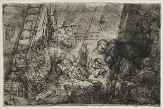 The Circumcision In the Stable, 1654. Rembrandt van Rijn (Dutch, 1606-1669). Etching with burin;