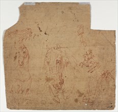 Sketches of Horses and Riders (recto), 17th century. Flanders, 17th century. Red chalk; sheet: 24 x