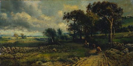 Fleecy Clouds, 1881. Imitator of George Inness (American, 1825-1894). Oil on canvas; unframed: 25.5