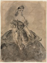 At the Ball (recto); La femme à l'éventail, after Goya (verso), 19th century. Constantin Guys