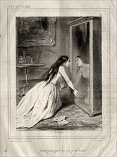 Les Actrices:  Protegez Seigneur!  un vierge chrétienne, 1843. Paul Gavarni (French, 1804-1866).