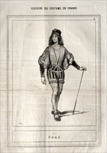 Historique du Costume en France: Page, 1843. Paul Gavarni (French, 1804-1866). Lithograph