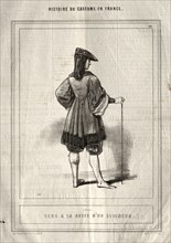 Histoire du Costume en France:  Gens à la suite d'un seigneur, 1843. Paul Gavarni (French,