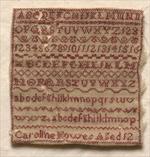 Sampler, 1800s. England, 19th century. Embroidery; wool on woolen canvas; overall: 6.7 x 6.4 cm (2