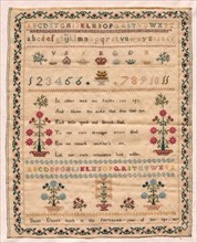 Sampler, 1817. England, early 19th century. Embroidery; silk on woolen canvas; overall: 42.3 x 34