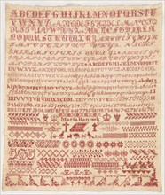 Sampler, 1800s. England, 19th century. Embroidery; cotton on cotton; overall: 30.5 x 26.1 cm (12 x