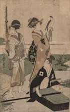 Daimio and his Retinue Crossing a Stream in Plain Near Fuji, 1753-1806. Kitagawa Utamaro (Japanese,
