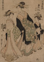 Courtesans and Attendants, 1753-1806. Kitagawa Utamaro (Japanese, 1753?-1806). Color woodblock