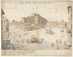 Eighteen Views of Rome: The Piazza Barberini (recto); Tracing of a Fountain from Recto and Sketches