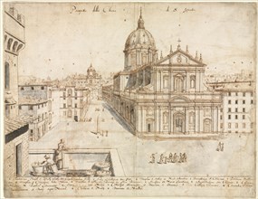 Eighteen Views of Rome: The Church of Sant'Ignazio, 1665. Lievin Cruyl (Flemish, c. 1640-c. 1720).