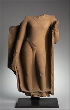 Standing Buddha, 400s. Northern India, Sarnath, Gupta Period, 5th Century. Sandstone; overall: 76.2