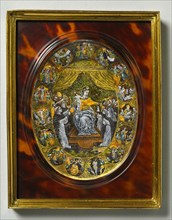 Plaque Depicting the Madonna, mid 1500s. Italy, 16th century. Enamel on copper; framed: 18.8 x 15.9