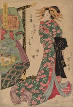 Courtesan Beside Kimono Rack, 1787-1867. Kikugawa Eizan (Japanese, 1787-1867). Color woodblock