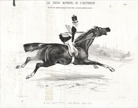 Les petits bonheurs de l'équitation:  Avoir un domestique, et ne pas l'avoir auprès de soi..., 1842