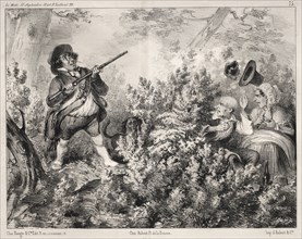 Actualités:  L'Ouverture de la Chasse, 1840. Clémente Pruche (French, 1831-1870). Lithograph