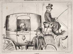 Actualités:  Les Inconvénients des voitures publique:  L'Urbaine, 1839. Clémente Pruche (French,