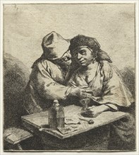 The Amorous Couple, mid 1600s. Cornelis Pietersz Bega (Dutch, 1631/32-1664). Etching with