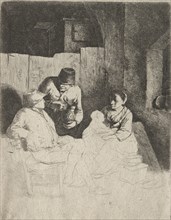 The Mother Seated in an Inn, mid 1600s. Cornelis Pietersz Bega (Dutch, 1631/32-1664). Etching;