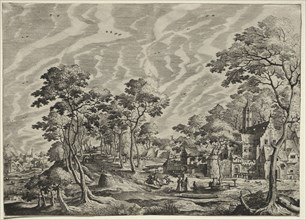 Landscapes with Village Scenes: Landscape with a Chateau at the right, 1630. After Hans Bol