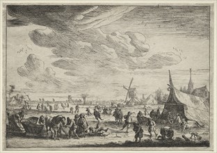 The Skaters. Peeter Bout (Flemish, 1658-1719). Etching