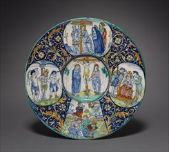 Plate, c. 1510. Painter of the Royal Procession (Italian). Tin-glazed earthenware (maiolica);