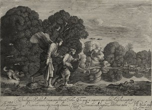 Tobias and the Angel (small plate). Hendrik Goudt (Dutch, 1585-1630). Engraving