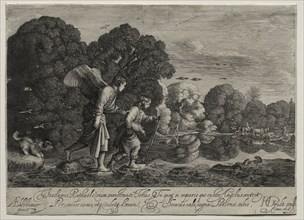 Tobias and the Angel (small plate). Hendrik Goudt (Dutch, 1585-1630). Engraving