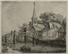 The Wooden Bridge. Jan van Goyen (Dutch, 1596-1656). Etching