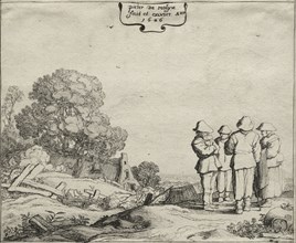 Landscape with Four Peasants Conversing, 1626. Pieter Molyn (Dutch, 1595-1661). Etching