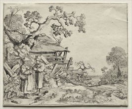Landscape with Two Peasants Conversing, 1626. Pieter Molyn (Dutch, 1595-1661). Etching