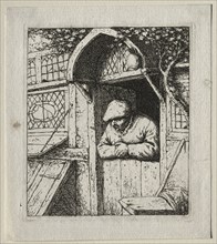 Peasant Leaning in His Doorway. Adriaen van Ostade (Dutch, 1610-1684). Etching