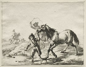 A boy taking a horse to drink. Dirck Stoop (Dutch, c. 1618-1681). Etching