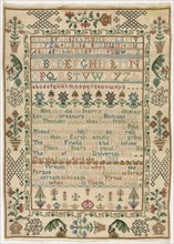 Sampler, 1803. England, early 19th century. Embroidery; silk on woolen canvas; overall: 43.2 x 30.8