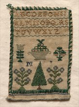 Sampler, 1800s. England, 19th century. Embroidery; silk on woolen canvas; overall: 7.4 x 4.8 cm (2