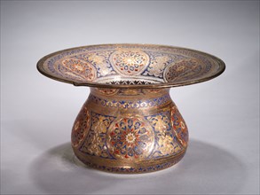 Ceremonial Spittoon or Basin, c. 1900. Glass with enameled and gilded decoration; diameter: 31.8 cm