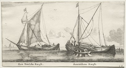 Ships of Amsterdam:  A Frisian Bilander.  A Geldersche Bilander. Reinier Nooms (Dutch, c.